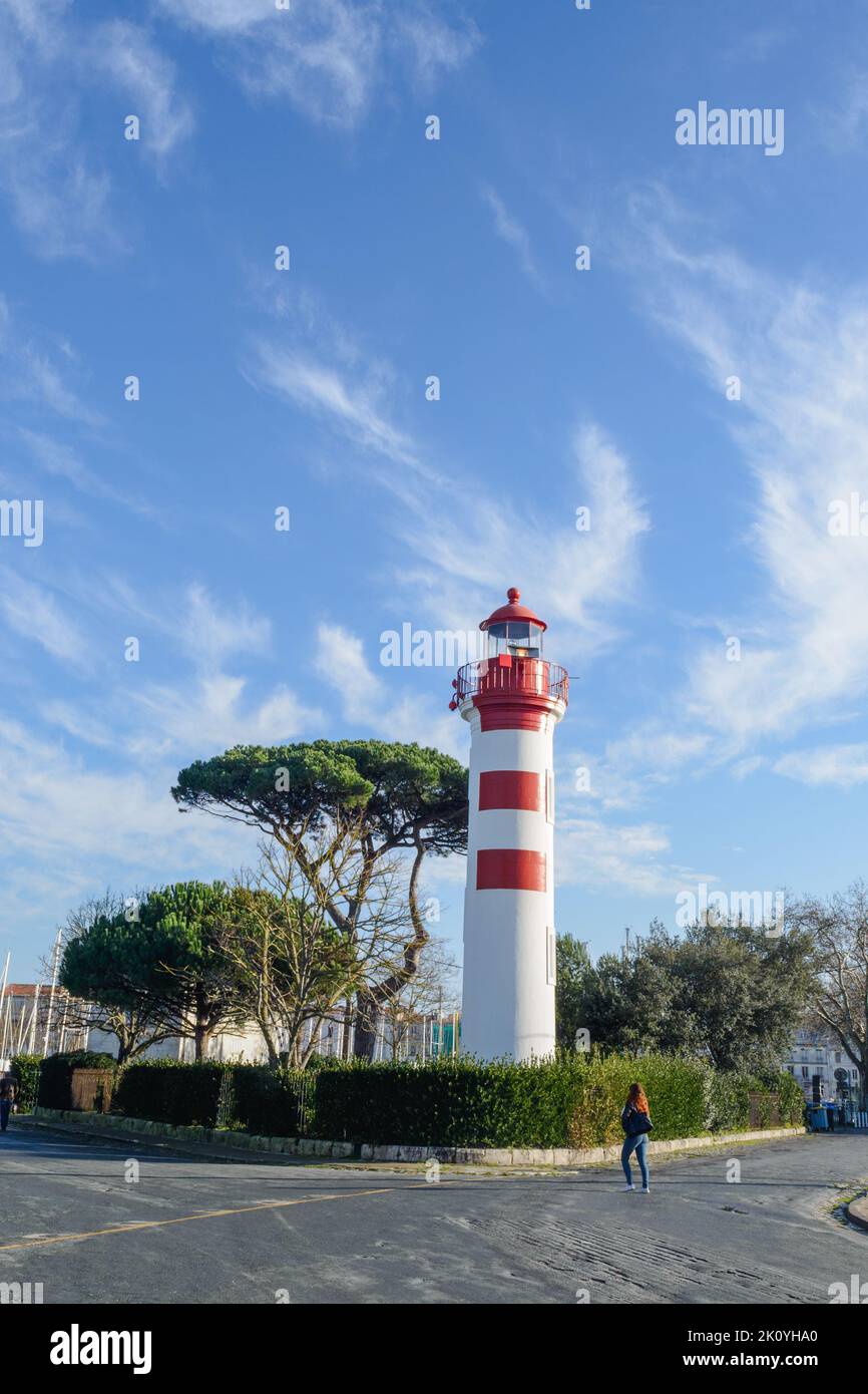 Lighthouse at La Rochelle harbour, Charente-Maritime, France on a sunny day in summer on Atlantic coast France Stock Photo