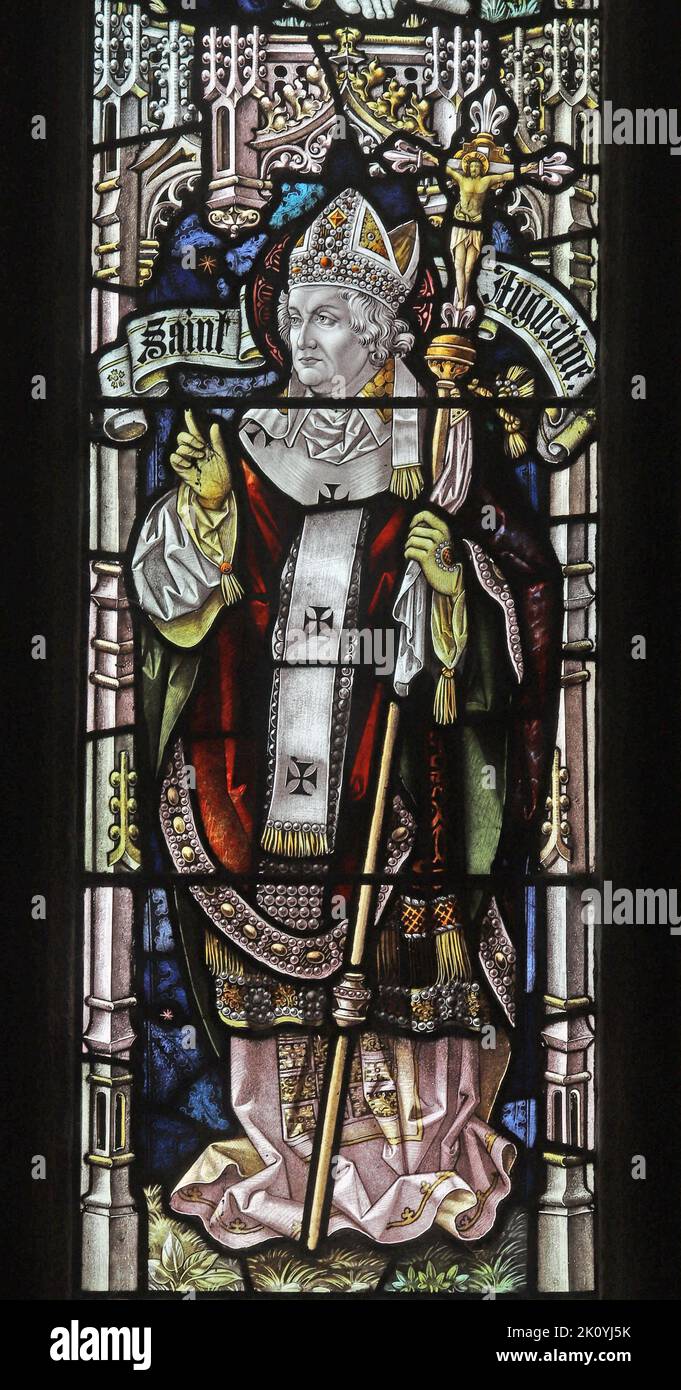 Stained glass window by Percy Bacon & Brothers depicting St Augustine ...