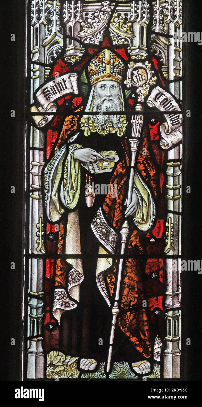 Stained glass window by Percy Bacon & Brothers depicting St Columba