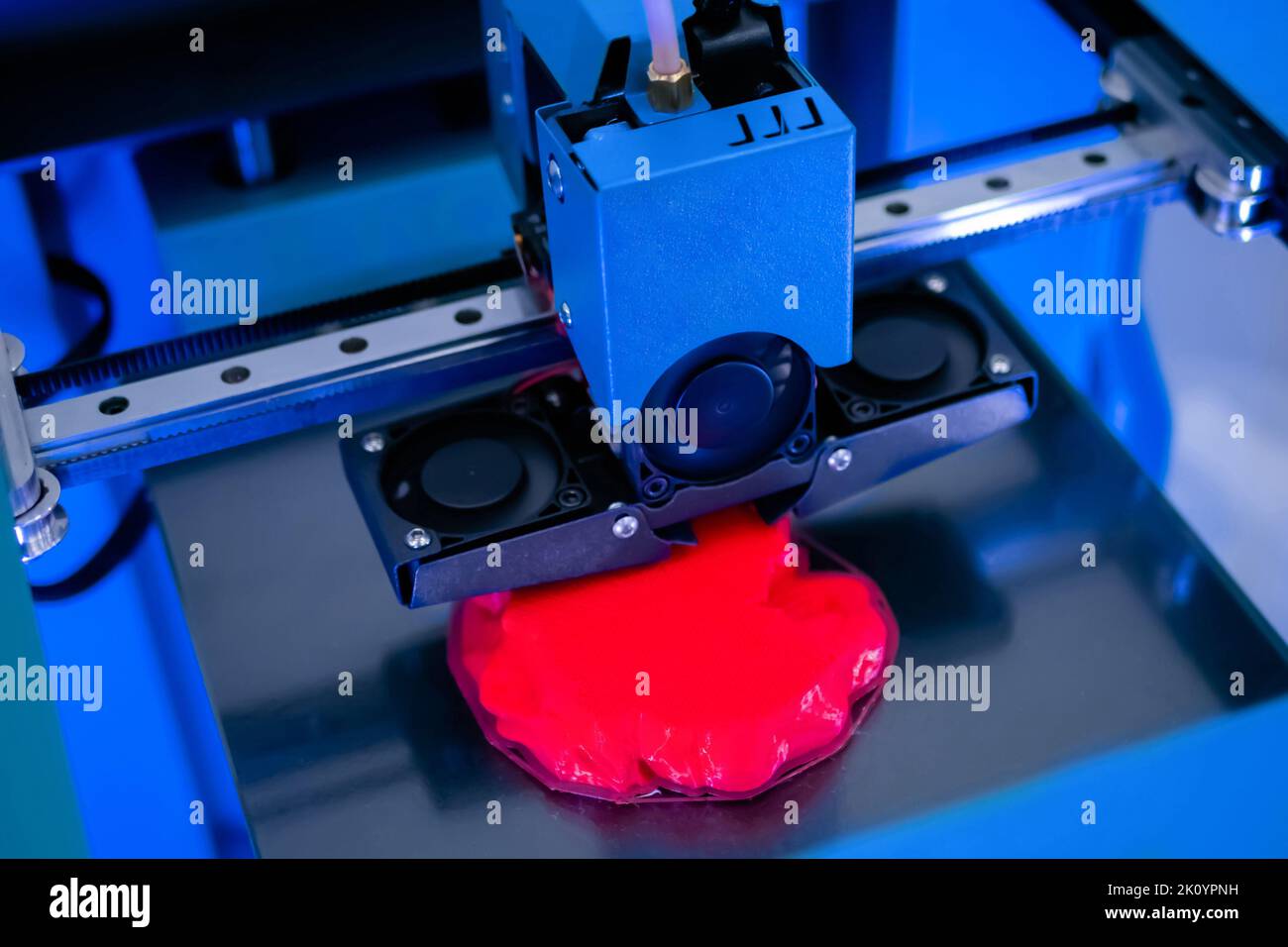 Automatic three dimensional 3D printer machine printing plastic model Stock Photo