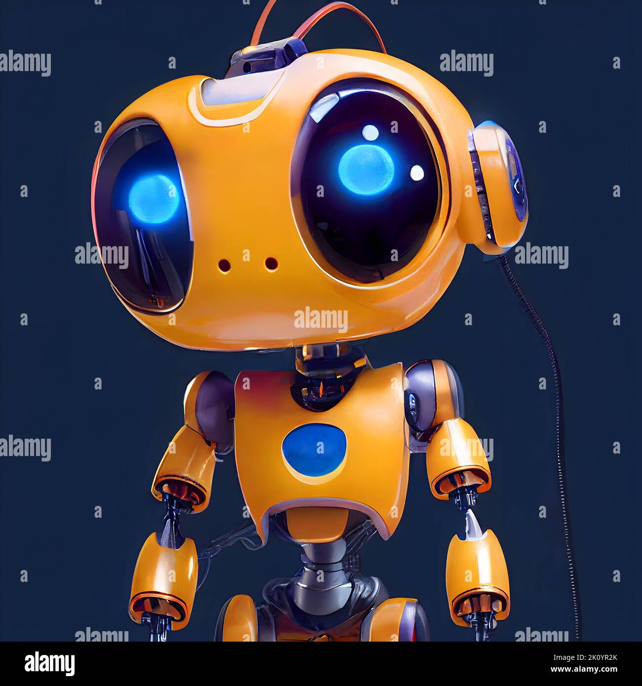 Illustrative caricature of a curious and cool puppy robot. 3D render. Stock Photo
