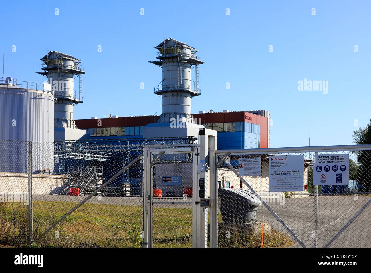 Fingrid Oyj Reserve Power Plant with two gas turbines in Forssa, Finland. September 9, 2022. Stock Photo