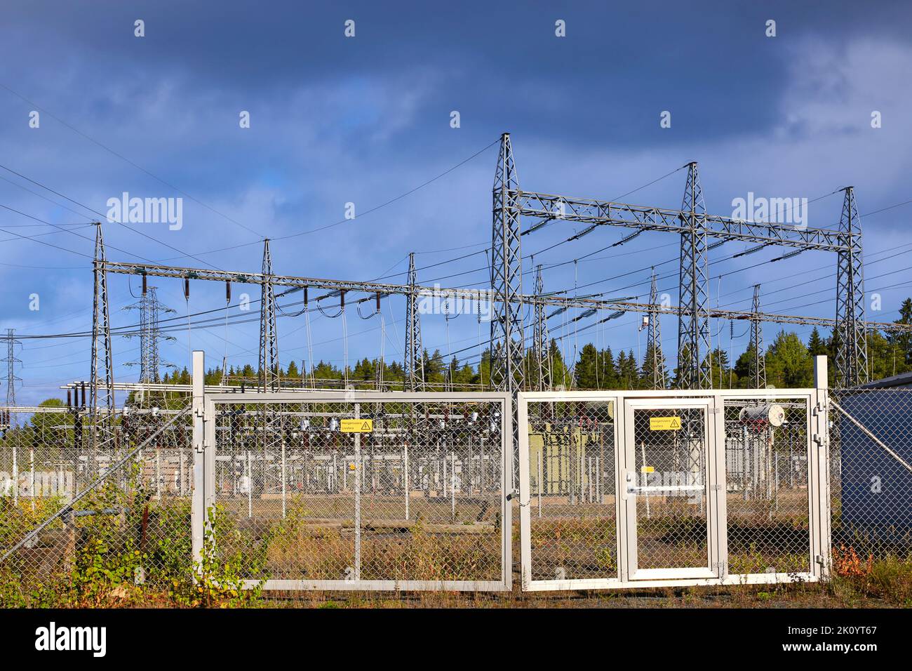 Electricity transmission substation by Fingrid Oyj Forssa Reserve Power Plant. Forssa, Finland. September 9, 2022 Stock Photo