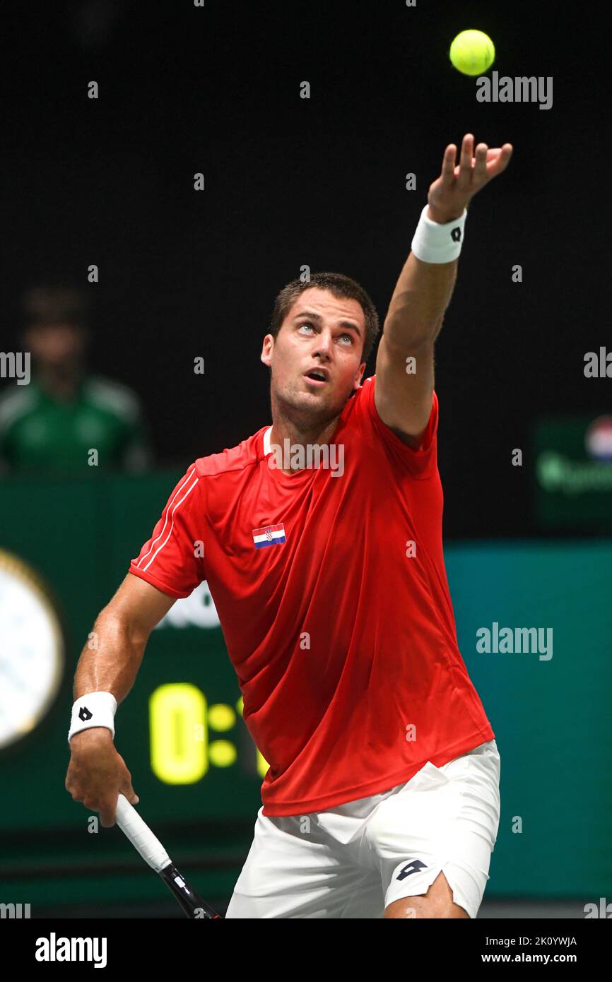 Borna Gojo (Croatia) against Italy. Davis Cup Finals, Group A (Bologna