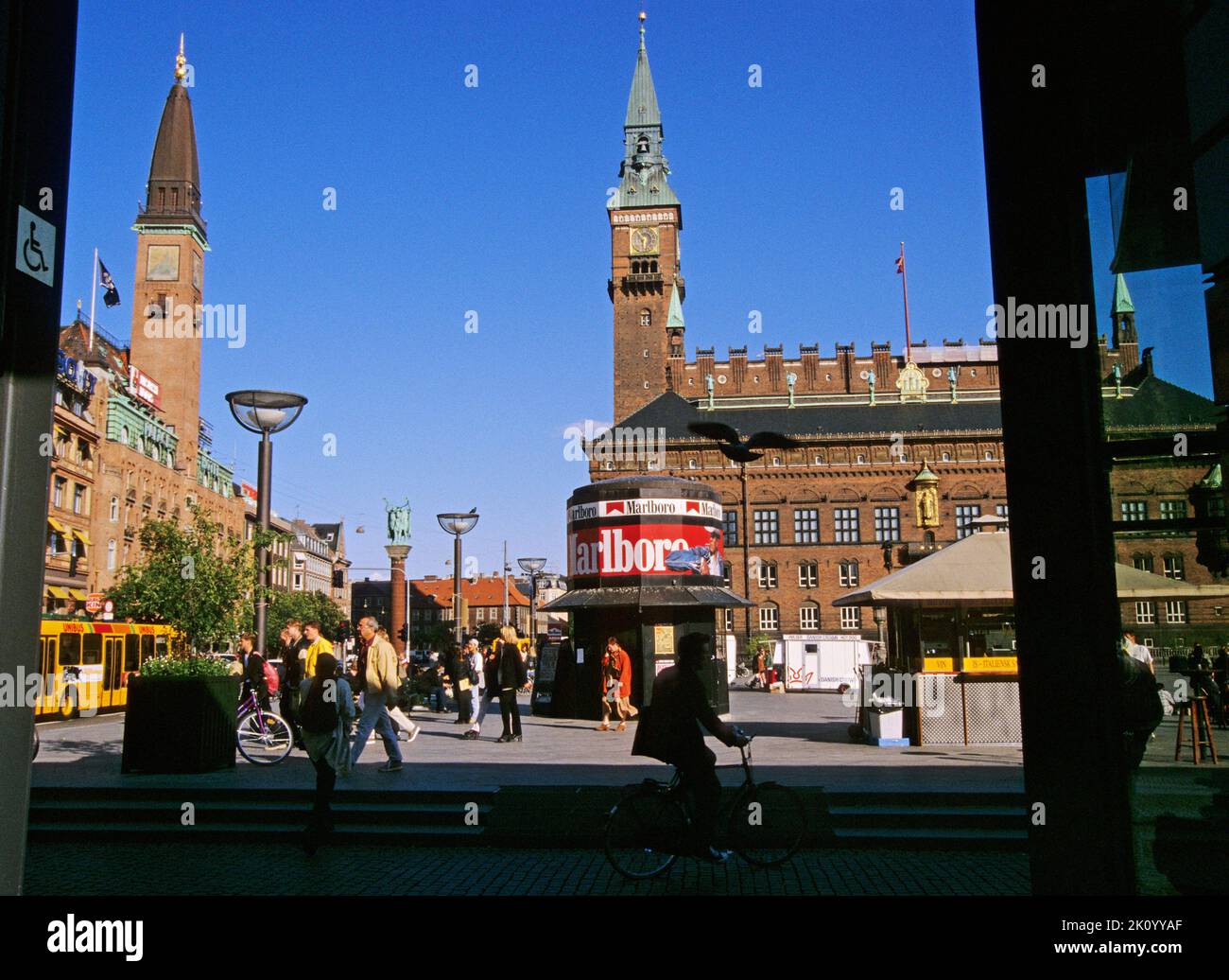 Radhuspladsen, or City Hall Square with  City Hall and the Scandic Palace Hotel - Copenhagen, Denmark Stock Photo