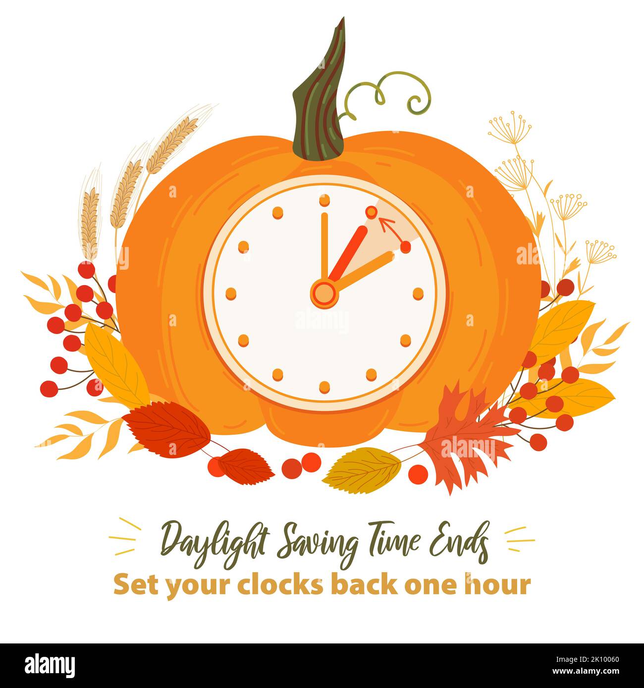 Daylight saving time clock not summer Stock Vector Images - Alamy