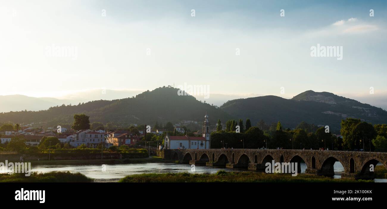 Panorama of the old village of Ponte de Lima Portugal Stock Photo