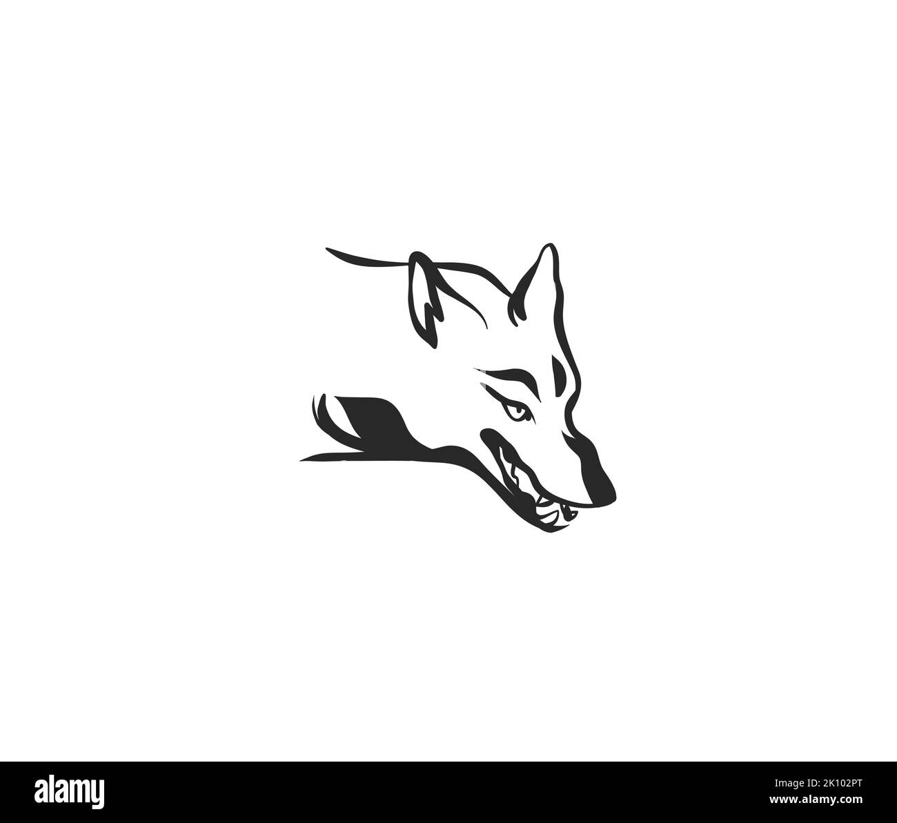 Hand drawn vector abstract stock flat graphic illustration collection with logo elements of magic wolf head silhouette isolated on white background. Stock Vector