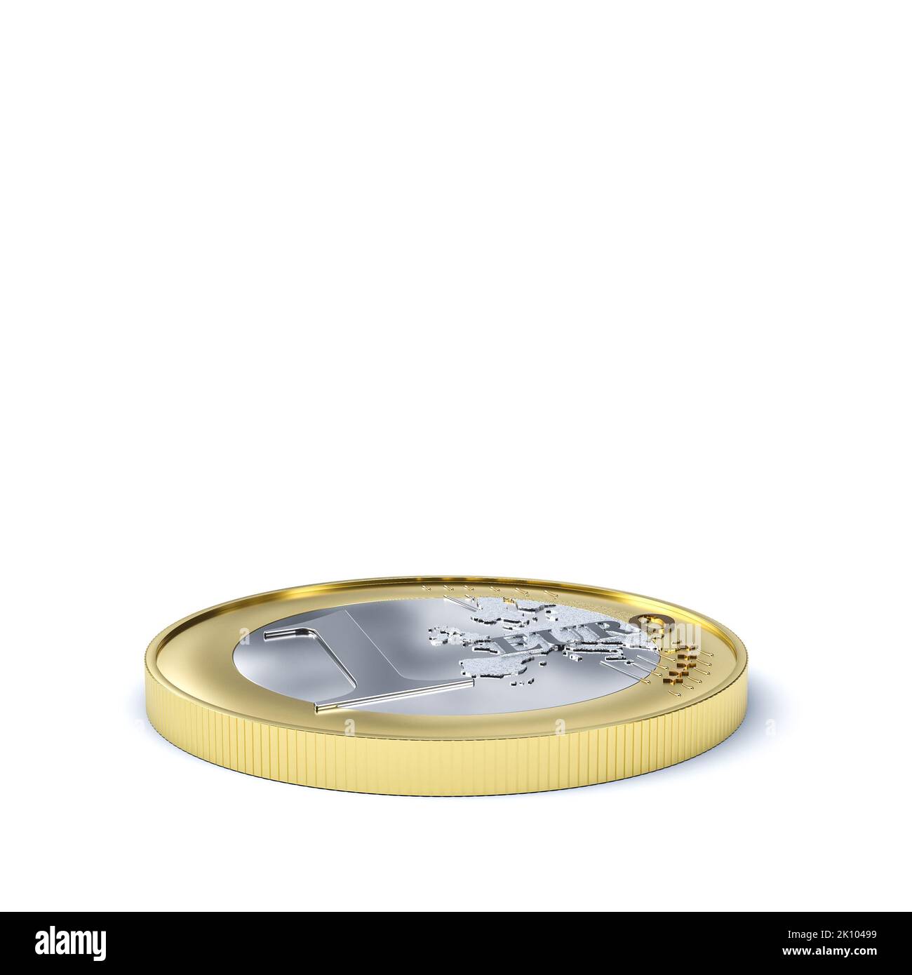 one euro coin on a white background. square format. nobody. 3d render Stock Photo