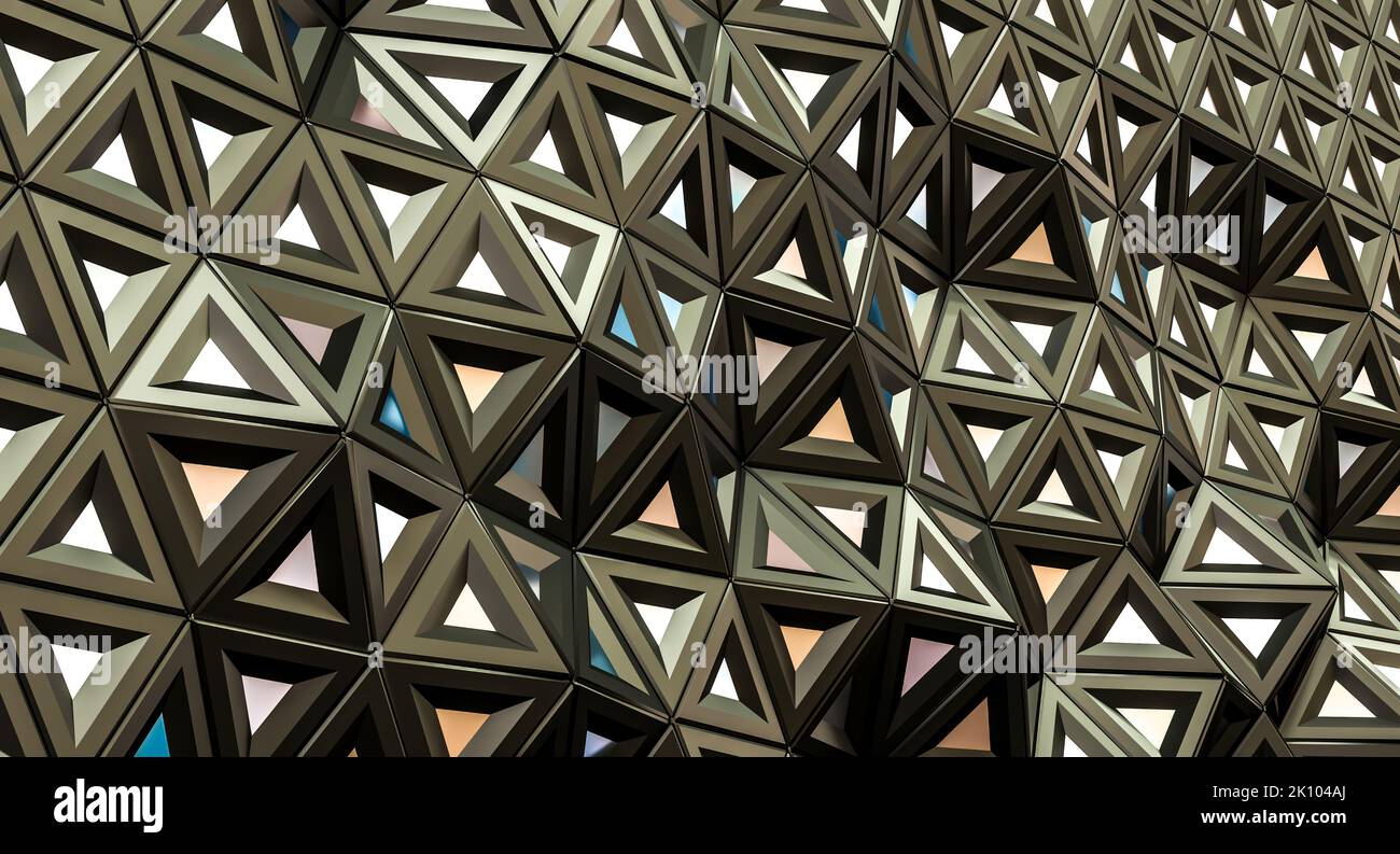 geometric triangular background in dark shades. 3d render Stock Photo
