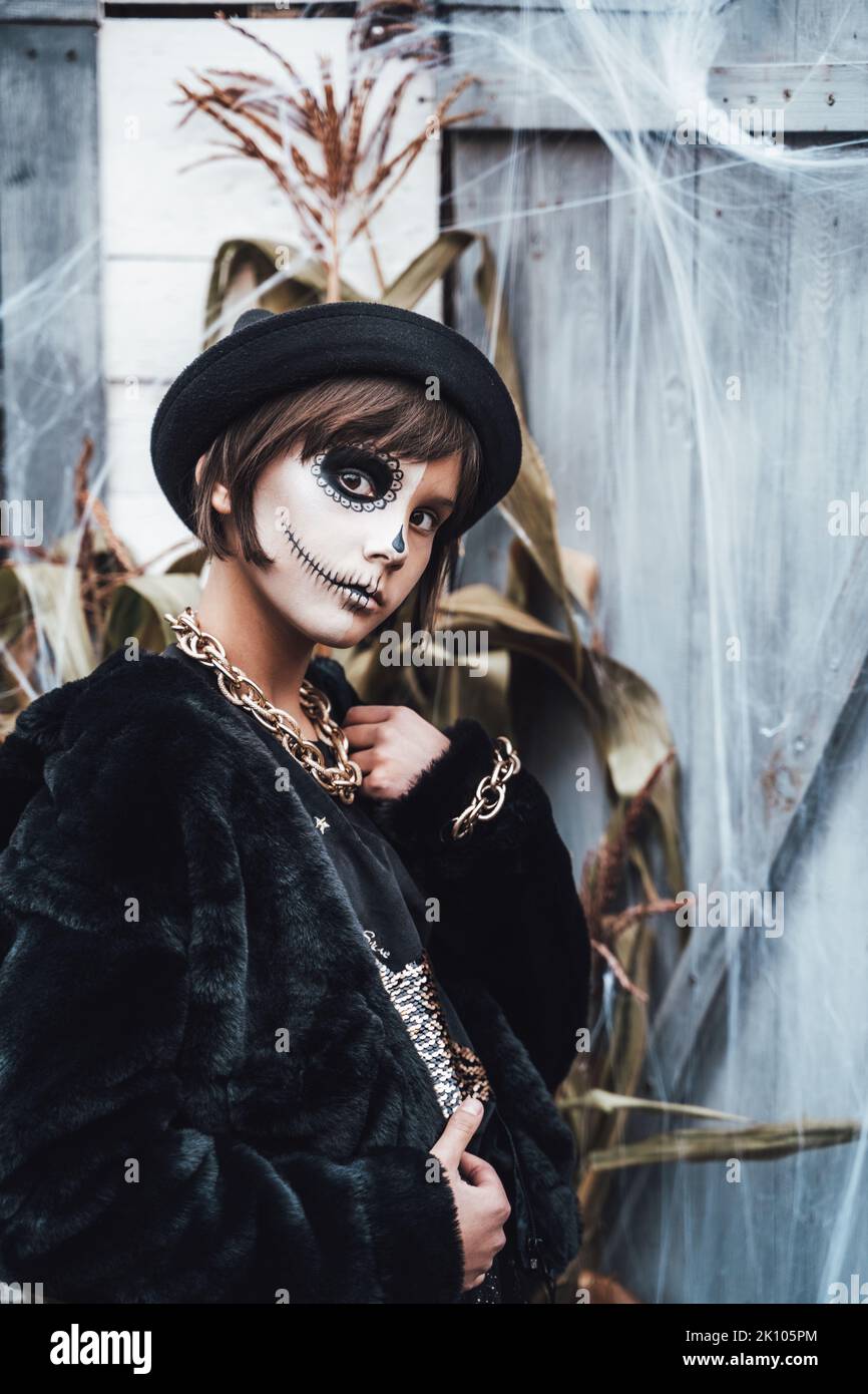 Child Man Horror Face Painting Make Up for Ghost Scary Stock Image - Image  of demon, background: 253004481