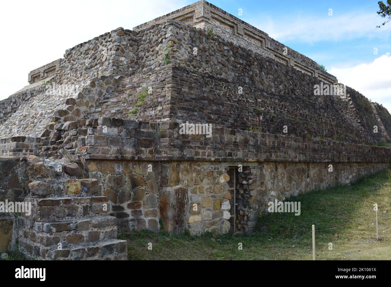 Ceremonial Complex in the Archaeological Site of Monte Alban, structure identifies as System IV. (500 - 800 AC) Dauyacach. Oaxaca Mexico Stock Photo