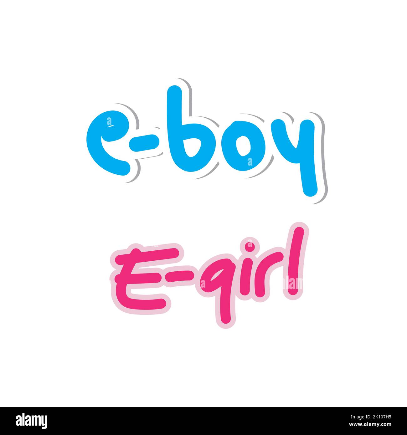 This is similar to emo or goth culture, but they use the internet to express themselves.. E-boy and E-girl. Gen z slang word in vector Stock Vector