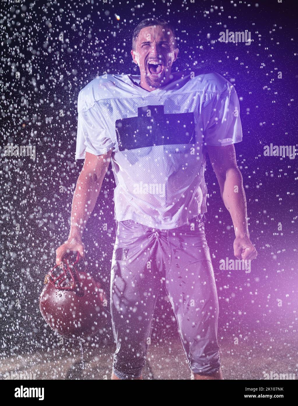 American Football Field Lonely Athlete Warrior Standing on a Field