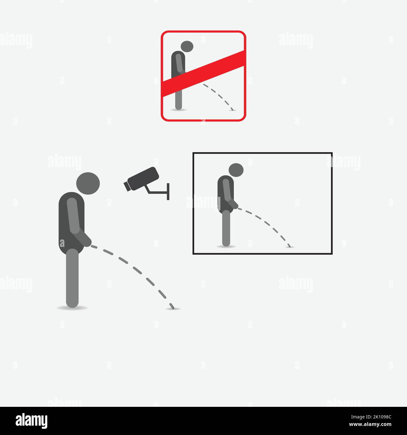 Public peeing prohibition sign with camera symbol Stock Vector Image
