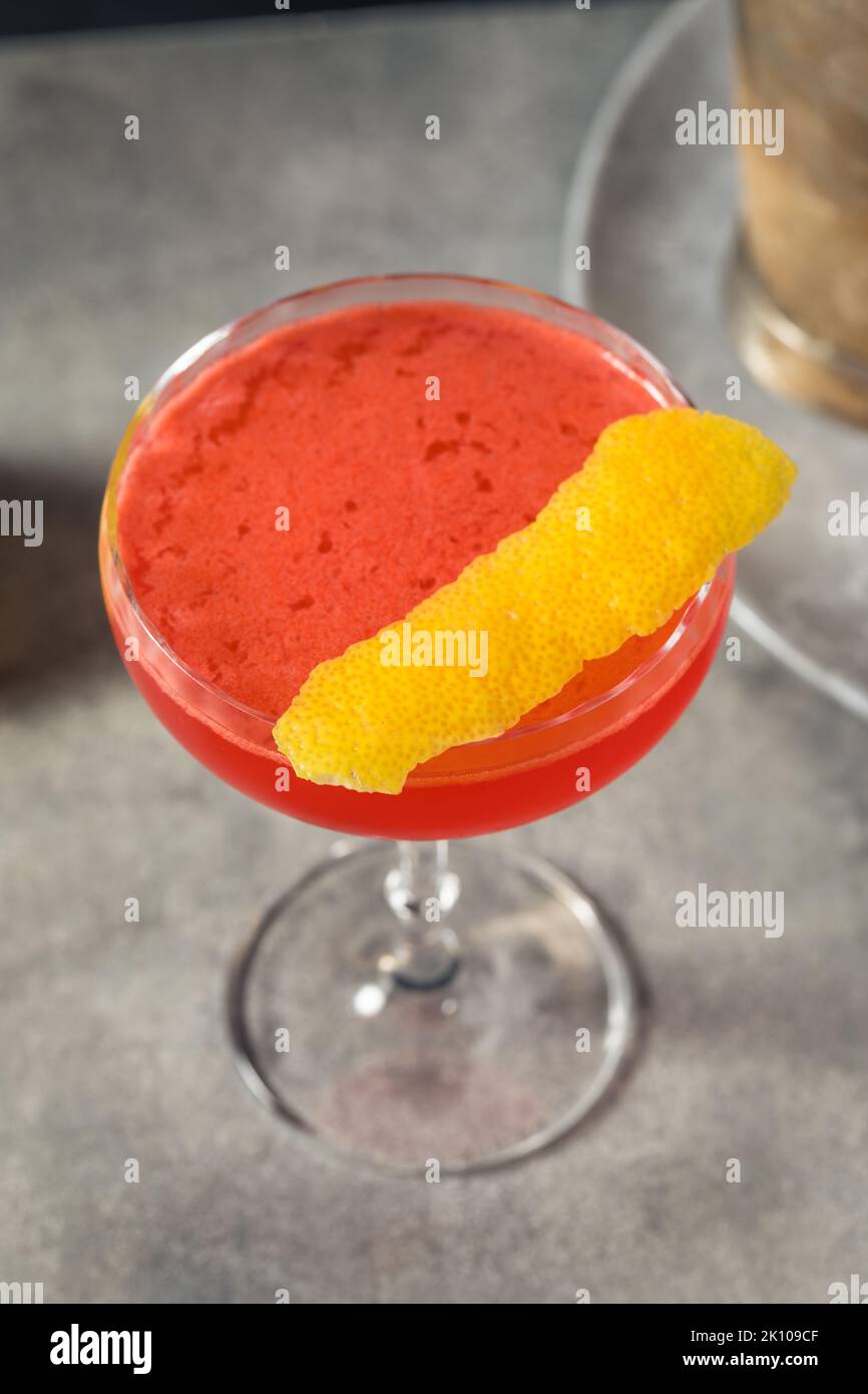 Boozy Refreshing Jack Rose Cocktail with Applejack and Lemon Stock