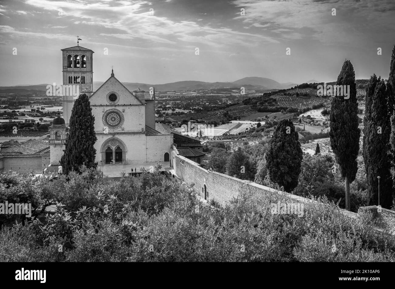 Ancient Papal basilica of San Francesco of Assisi. Art and religion. Stock Photo