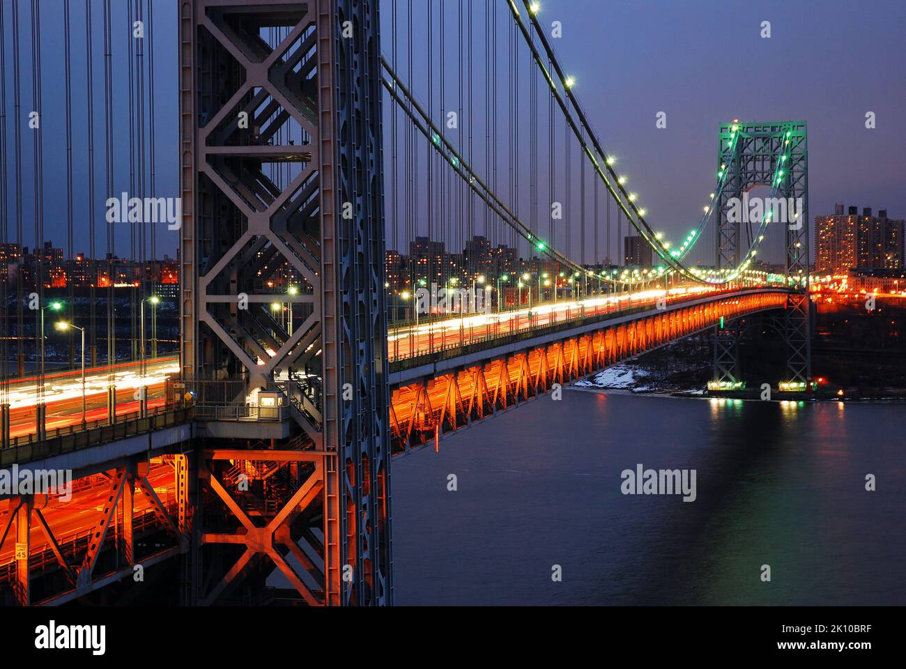 Traffic moves across the George Washington Bridge over the Hudson River, connecting New York and New Jersey along !-95 Stock Photo