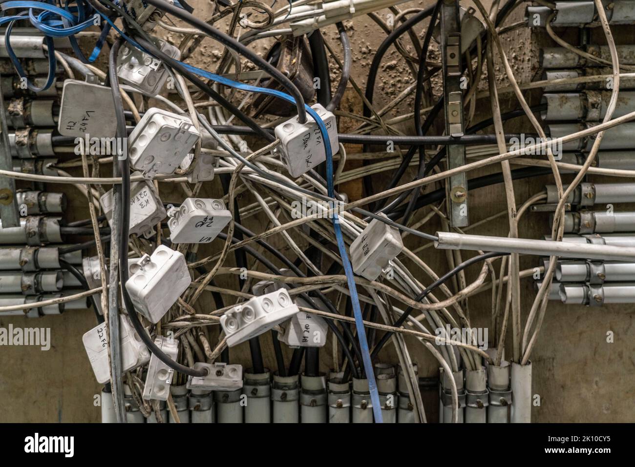 Wiring, cables, junction boxes, power lines, cable installation, are