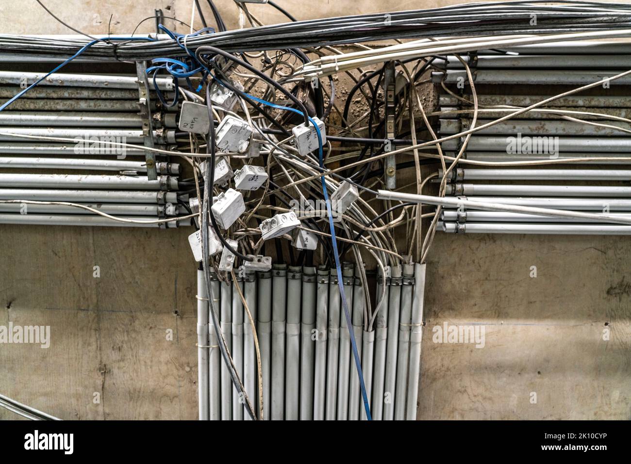 Wiring, cables, junction boxes, power lines, cable installation, are