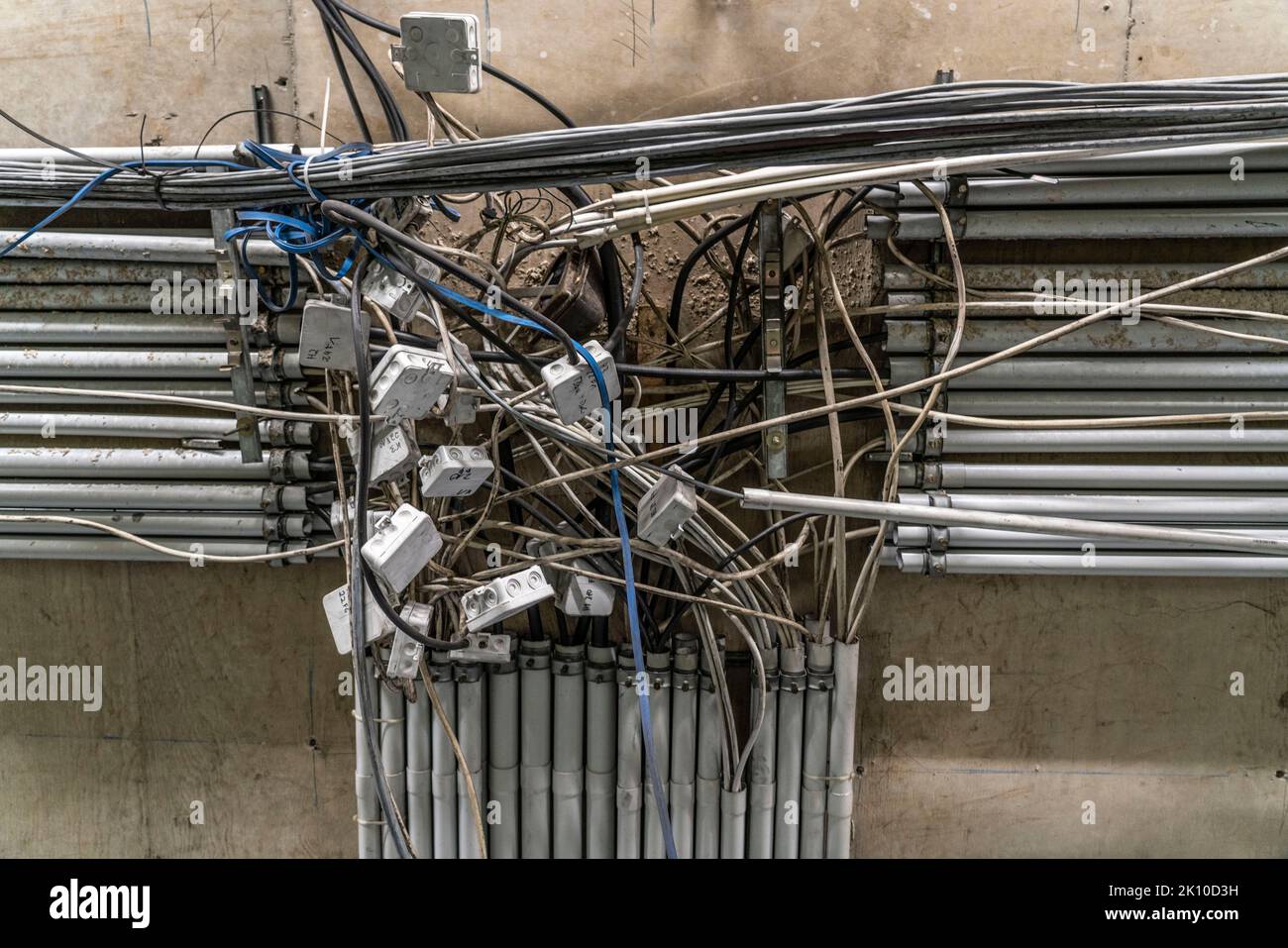 Wiring, cables, junction boxes, power lines, cable installation, are