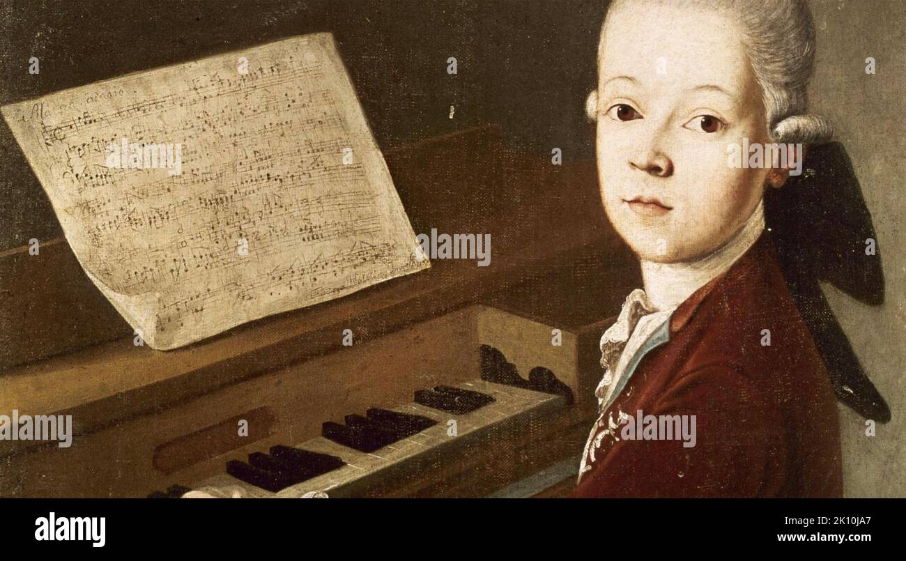 WOLFGANG AMADEUS MOZART (17561791 )Detail of a 1768 painting playing