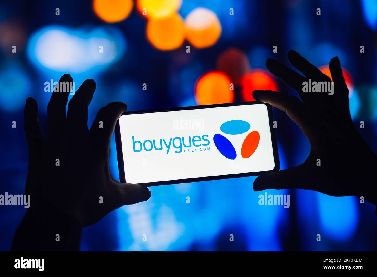 In this photo illustration, the Bouygues Telecom logo is seen displayed on a smartphone. Stock Photo