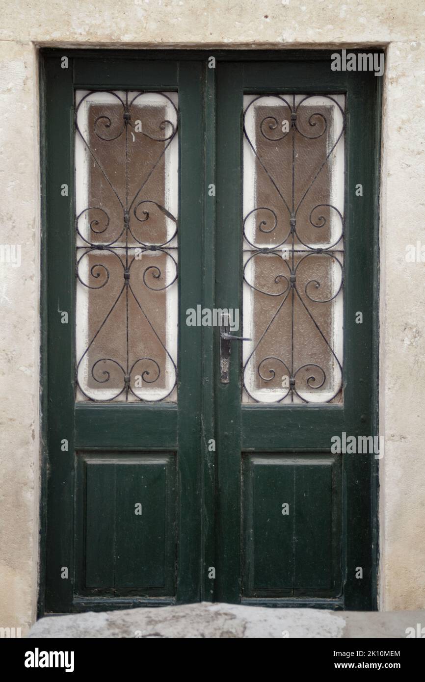 Dubrovnik Wooden Exterior Green Door Door Stock Photo