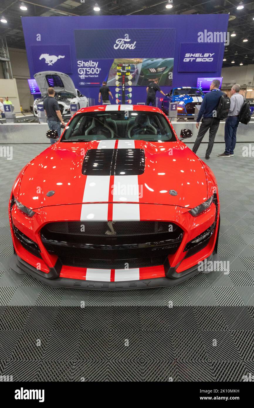 Detroit, Michigan, USA. 14th Sep, 2022. A Ford Shelby GT 500 at the North American International Auto Show. Credit: Jim West/Alamy Live News Stock Photo
