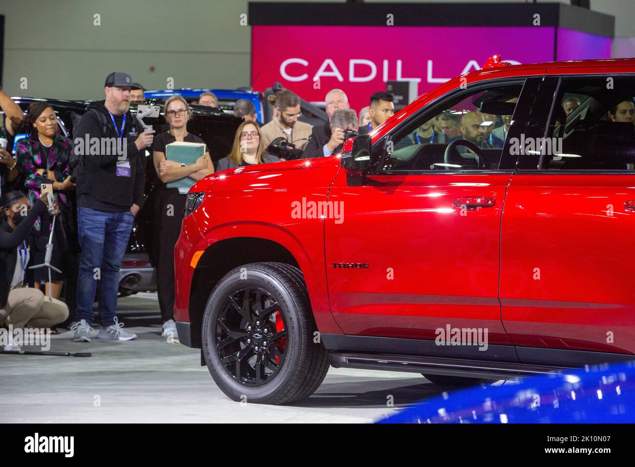 Detroit, Michigan, USA. 14th Sep, 2022. Chevrolet unveils the 2023 Chevy Tahoe at the North American International Auto Show. Credit: Jim West/Alamy Live News Stock Photo