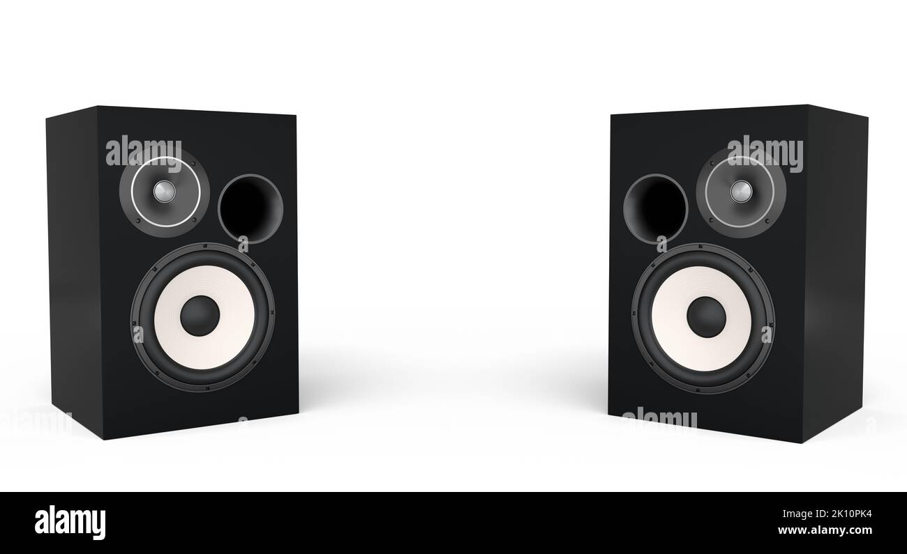 Hifi speakers with loudspeakers isolated on white background. 3d