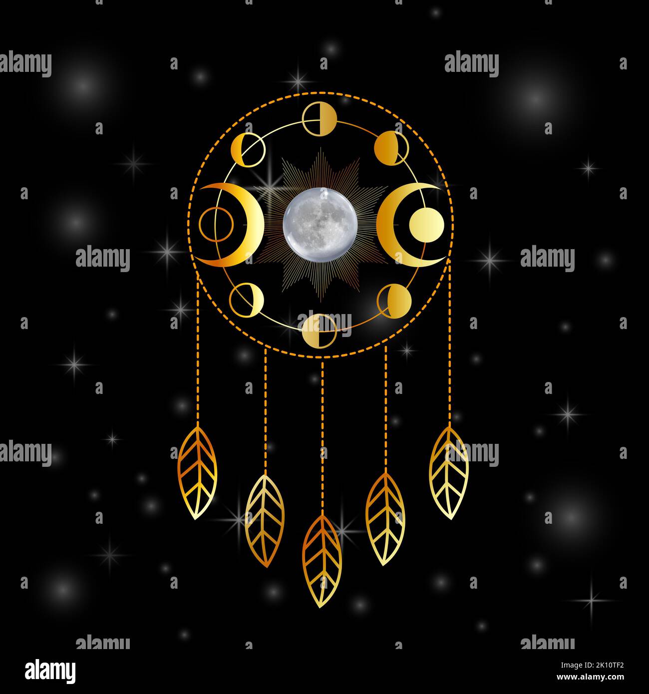 Golden Triple Goddess dreamcatcher with moon phases Stock Photo Alamy