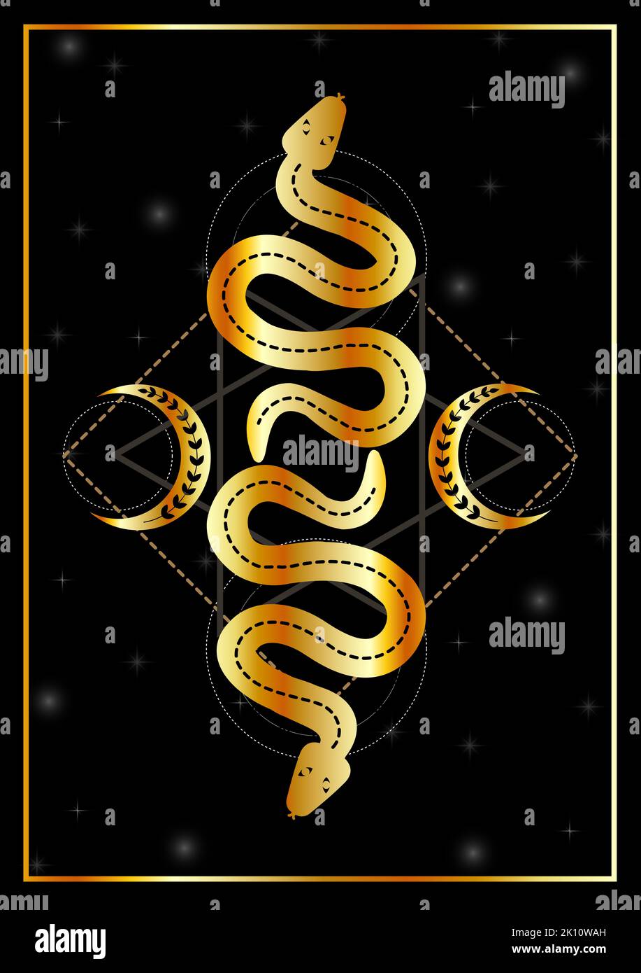 Occult snakes triple goddess fertility symbol gold Stock Photo