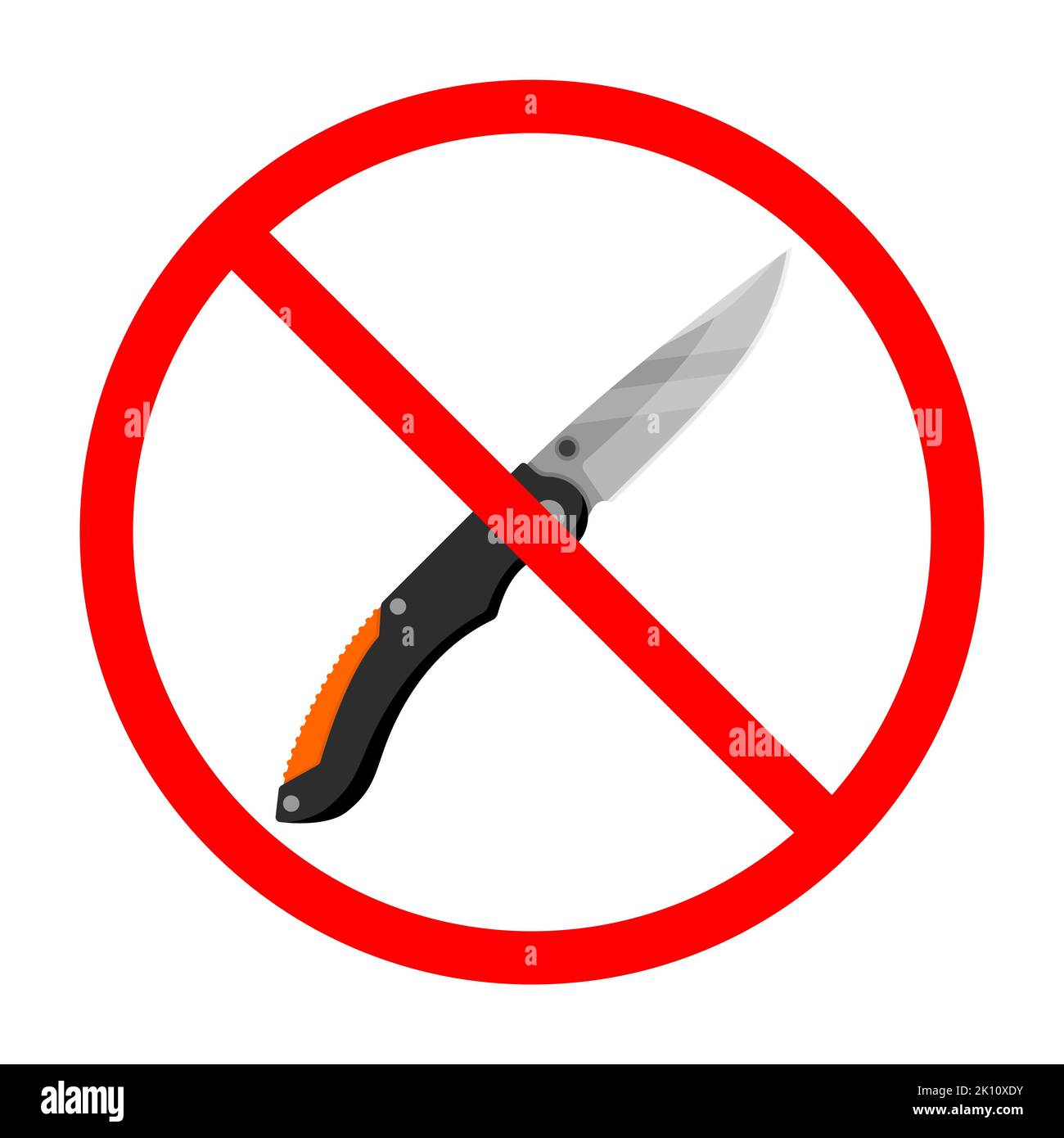 Kinfe Stop Sign Knife ban sign. Knife forbidden. Dangerous weapon. Red prohibition sign ...