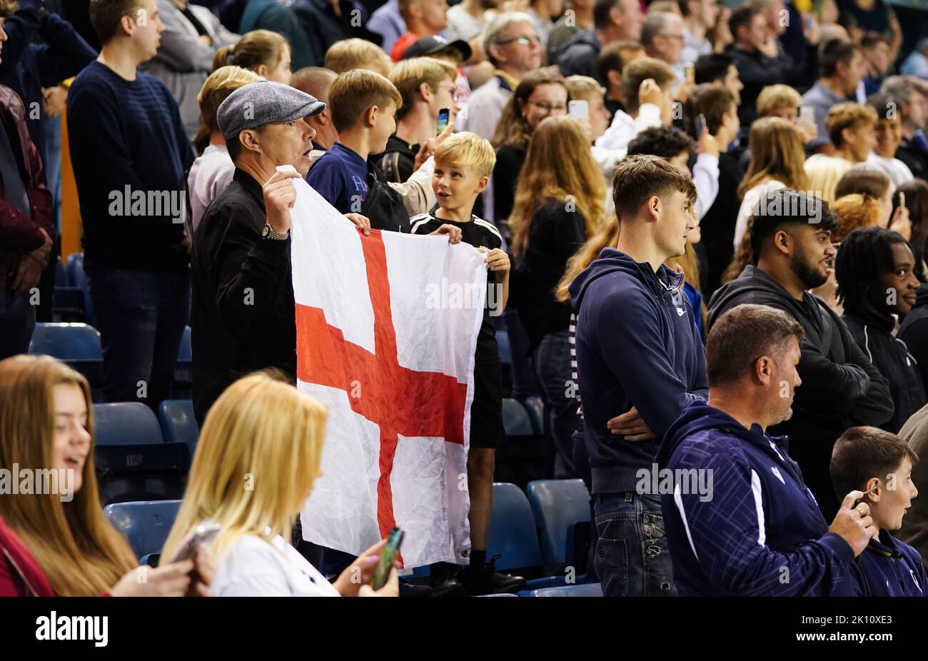 Millwall Fans hold up an England flag during the Sky Bet Championship