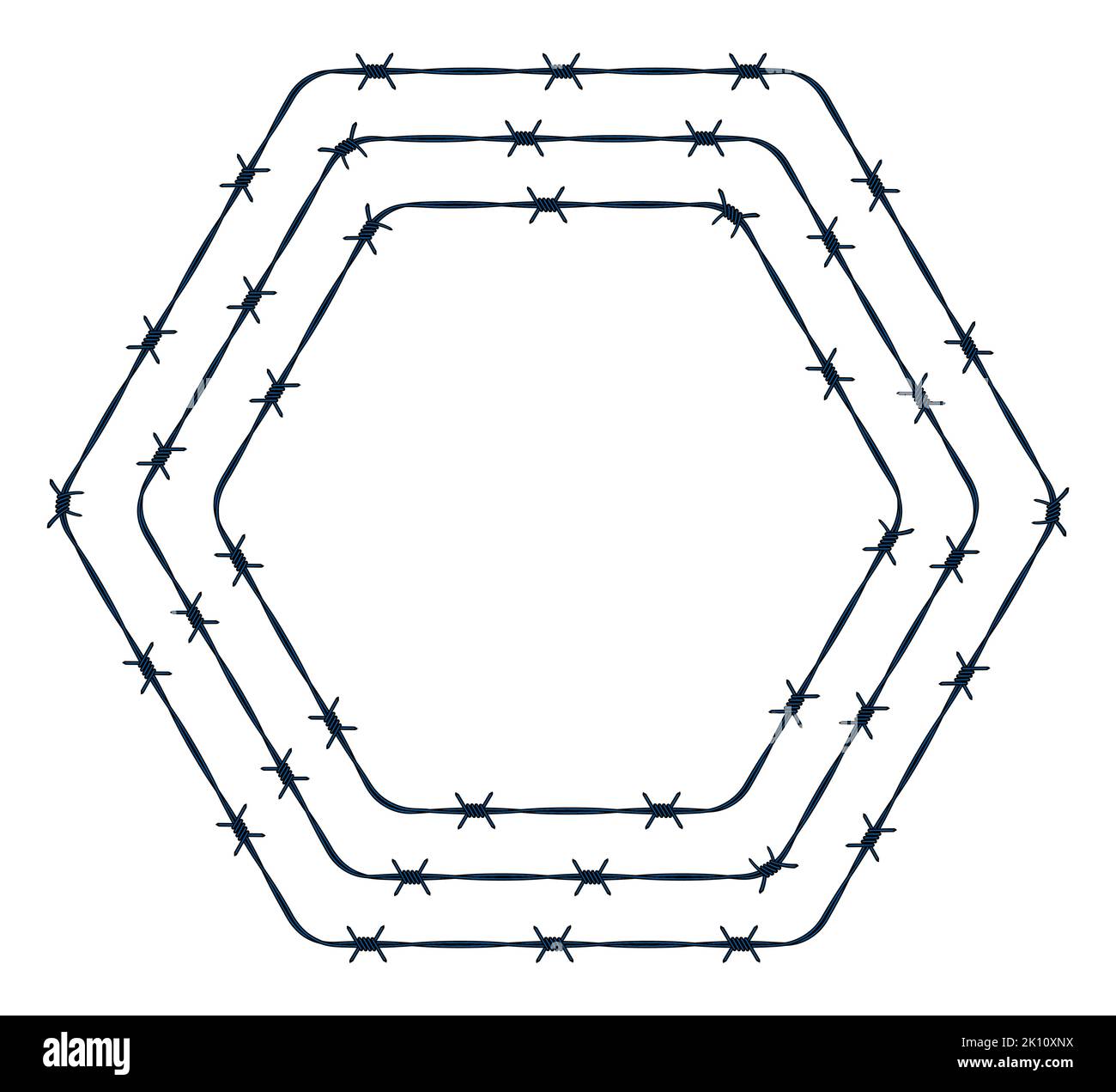 Illustration of the abstract barbed wire hexagons Stock Vector