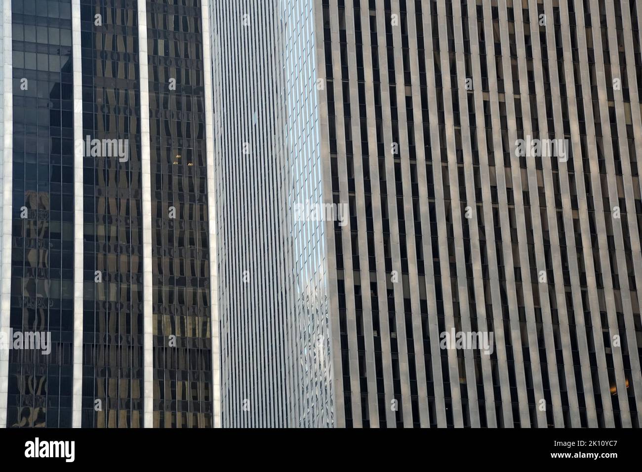 new york city skycrapers from street view on sunny day Stock Photo