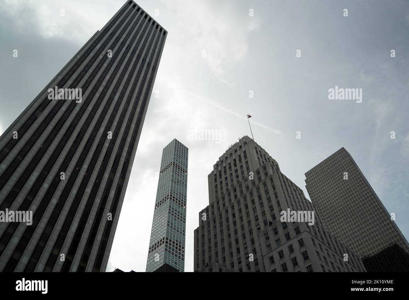 new york city skycrapers from street view on sunny day Stock Photo