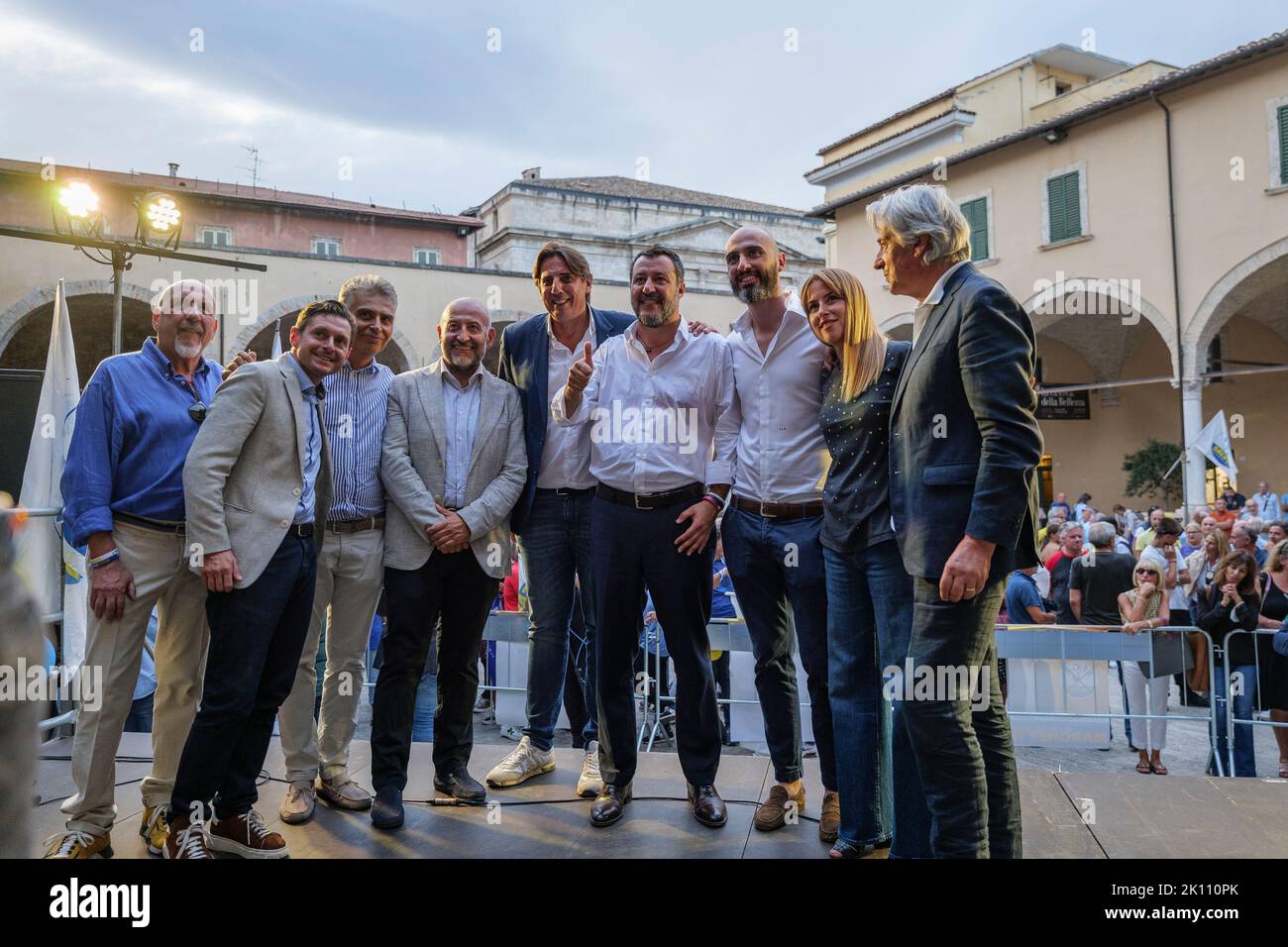 Italy, Marche region, Ascoli Piceno, September 14, 2022 - Chiosco di San Francesco, National elections 2022 - Matteo Salvini, leader of Lega political party, meets citizens, candidates and regional councilors. In Italy on September 25 there will be political elections | Credit: Andrea Vagnoni/Alamy Live News Stock Photo