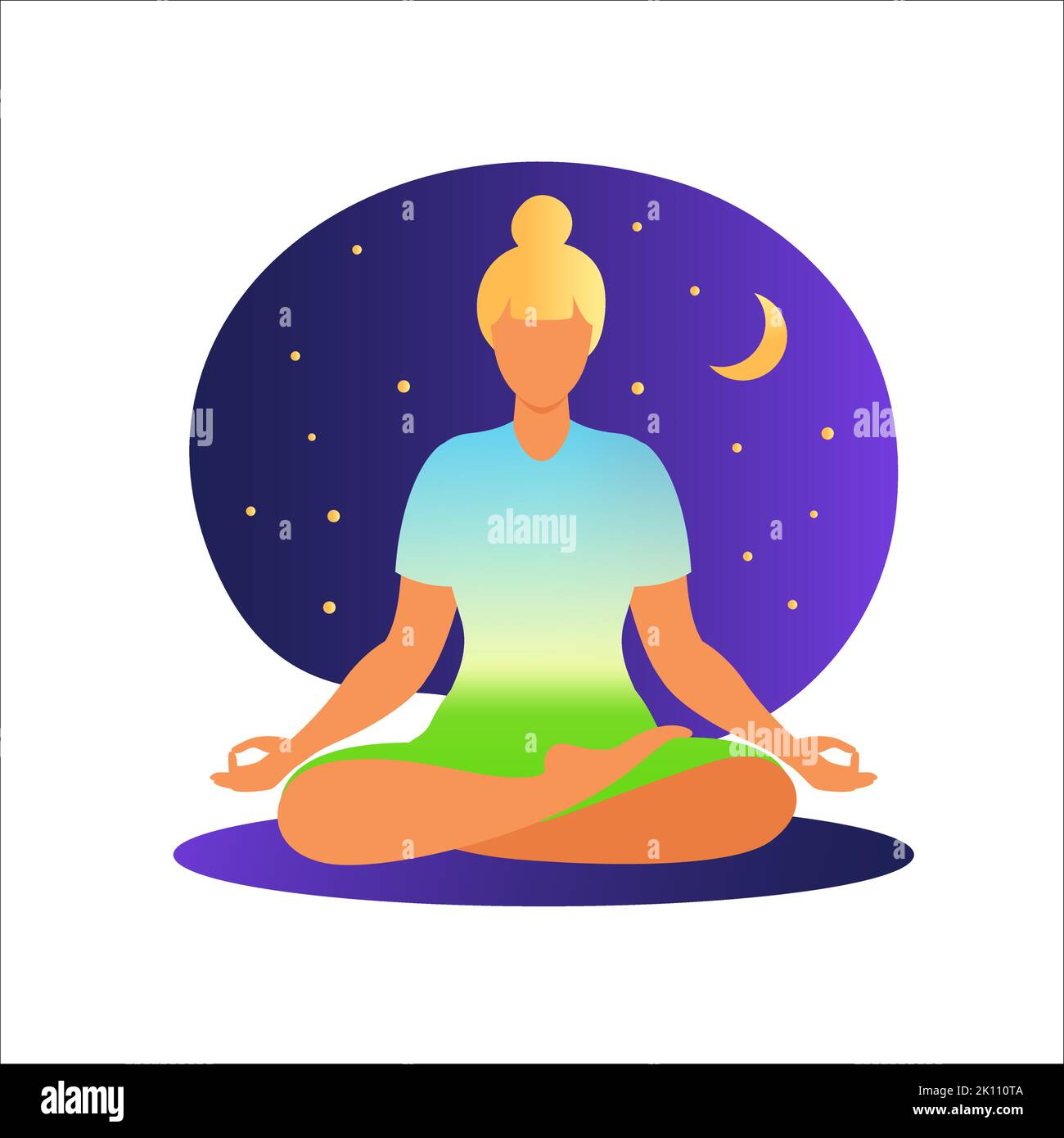 Woman meditating on nature background. Meditation concept. Woman ...