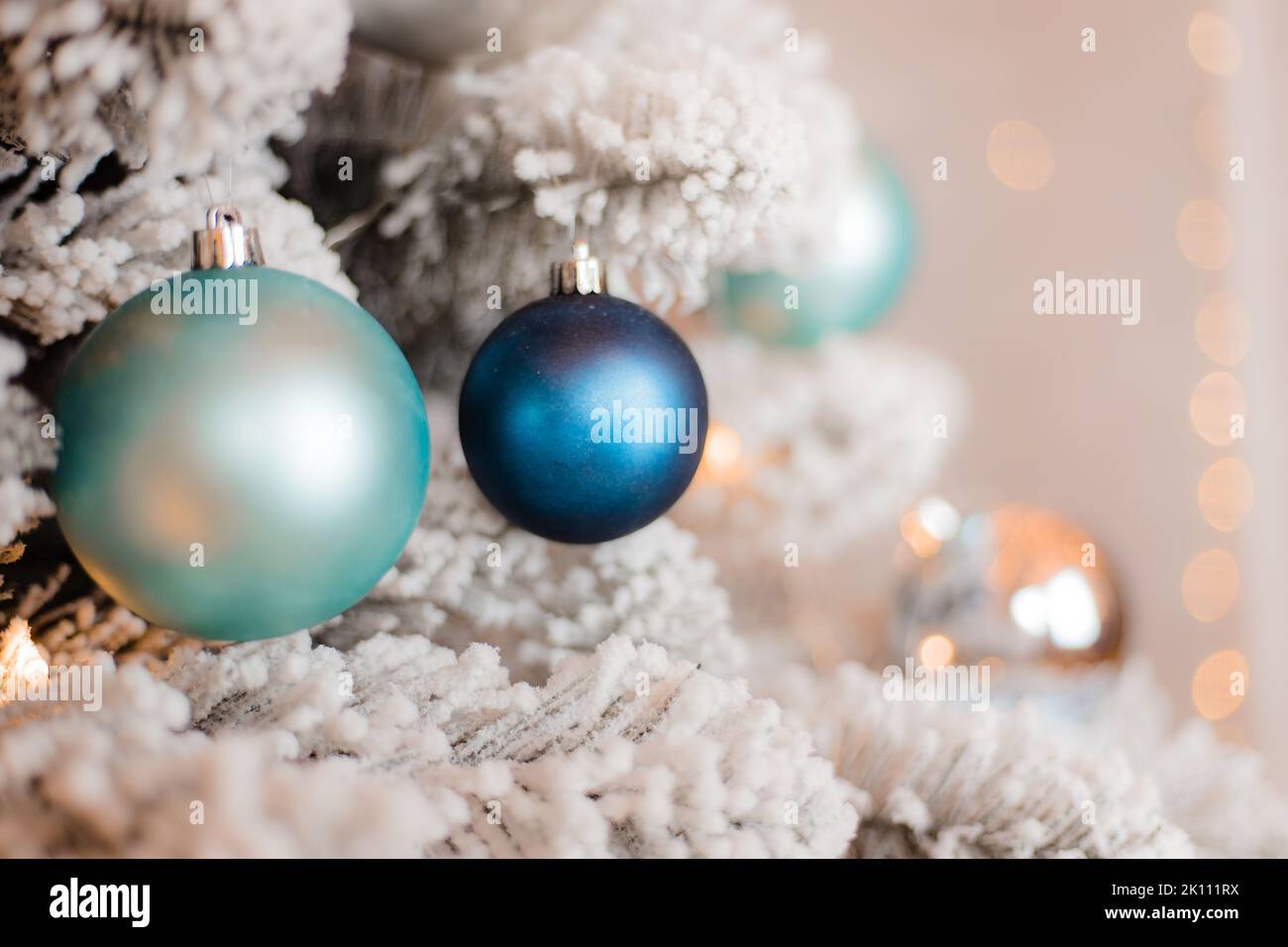 Balloons on the Christmas tree . New Year and Christmas. Festive ...