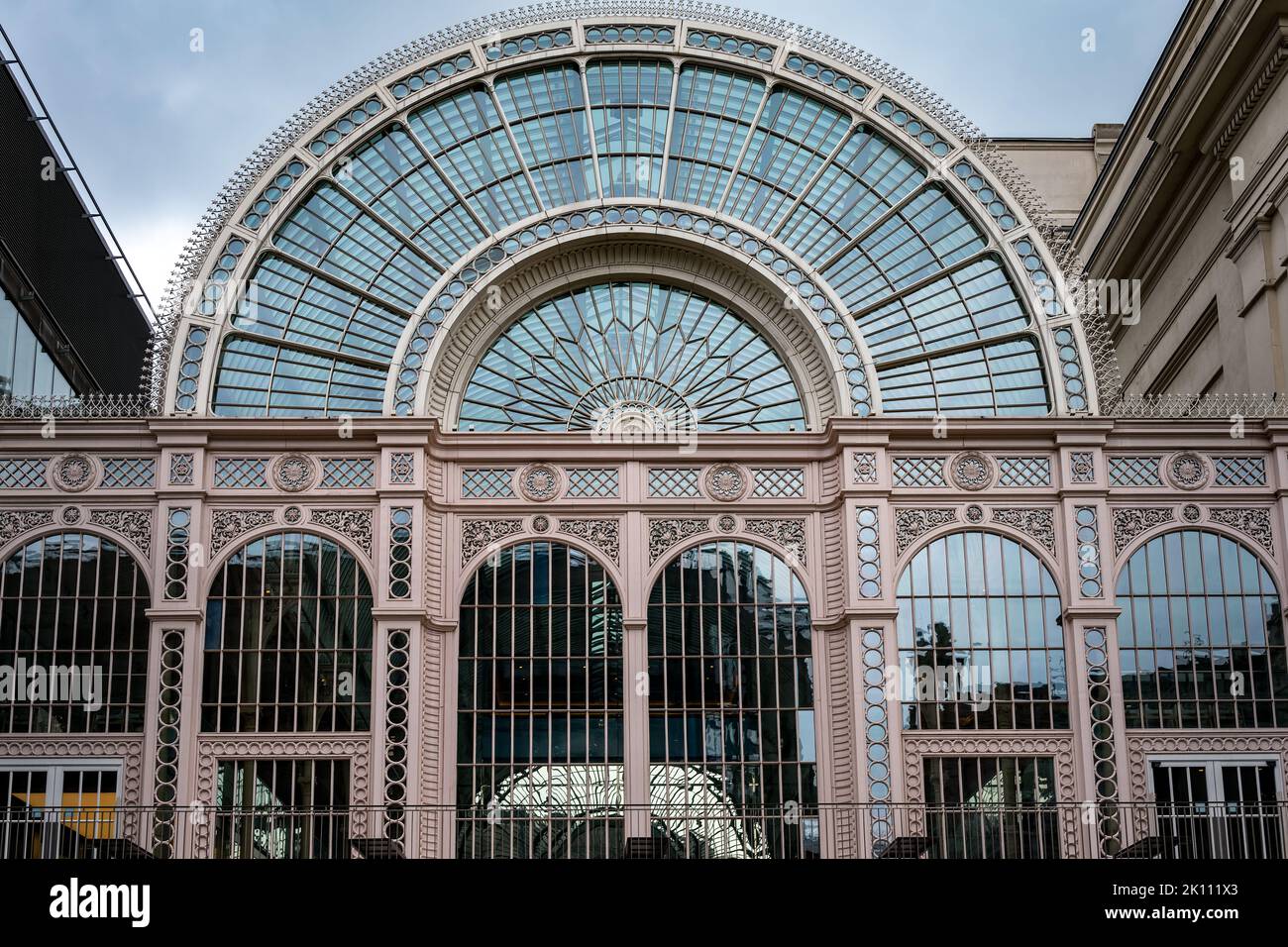 Floral Hall, a cast iron and glass Victorian structure, part of Covent Garden Royal Opera House, London, England Stock Photo