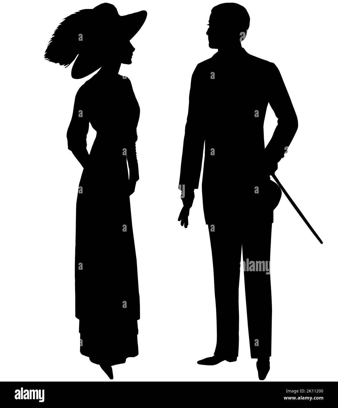 PNG Silhouette of fashion man and woman. Paper cut Stock Photo