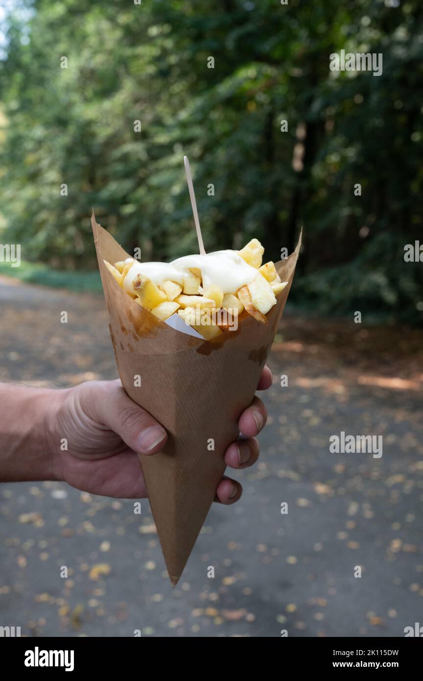 Belgium fries cone hi-res stock photography and images - Alamy