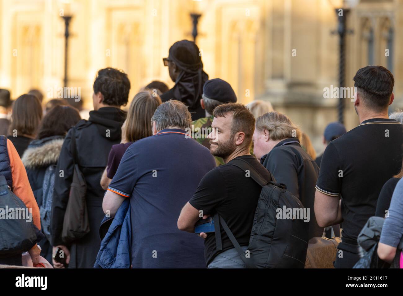 London, UK. 14th Sep, 2022. People queuing outside the Houses of Parliament to view the coffin of HM The Queen Credit: Ian Davidson/Alamy Live News Stock Photo
