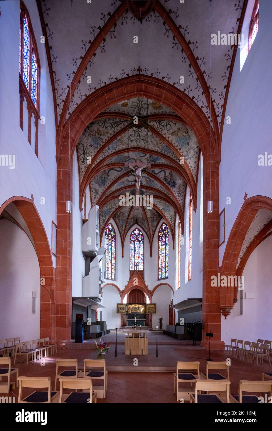nave and vaulting, Carmelite Church, Karmeliterkloster, Mainz, Germany Stock Photo