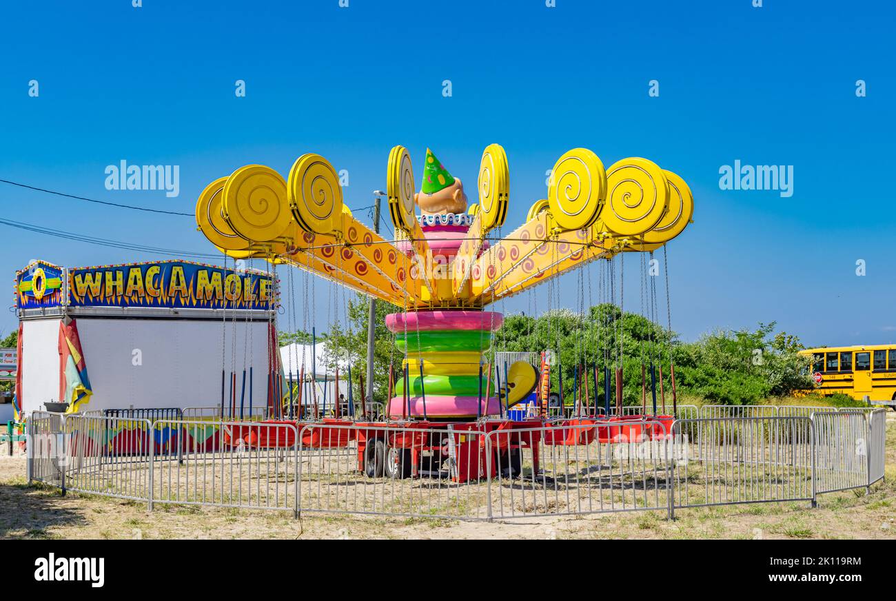 Colorful amusement ride in Sag Harbor, NY Stock Photo