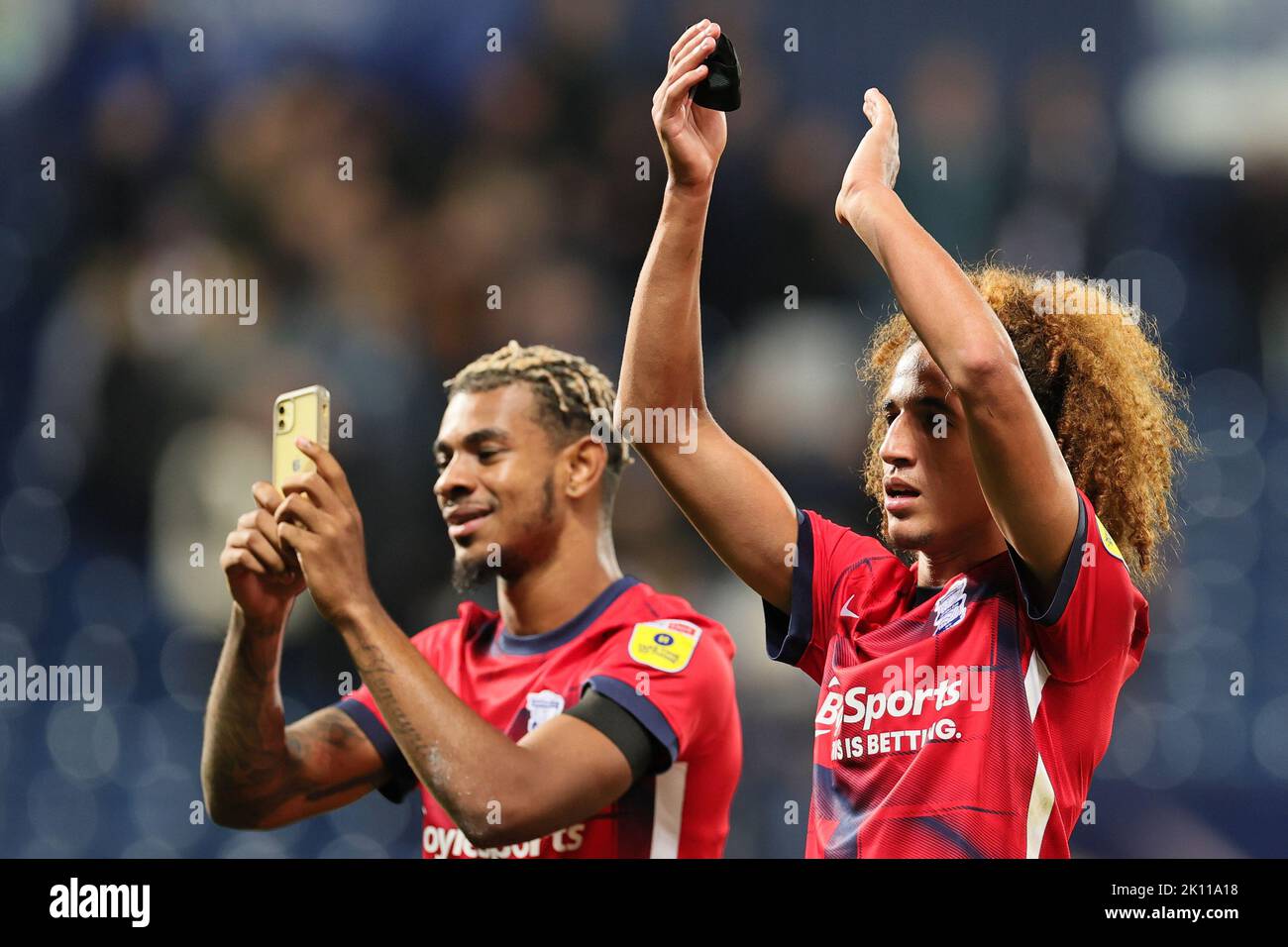 West Bromwich, UK. 14th September, 2022. Hannibal Mejbri of Birmingham City applauds the fans at the final whistle during the Sky Bet Championship match between West Bromwich Albion and Birmingham City at The Hawthorns, West Bromwich on Wednesday 14th September 2022. (Credit: James Holyoak | MI News) Credit: MI News & Sport /Alamy Live News Stock Photo