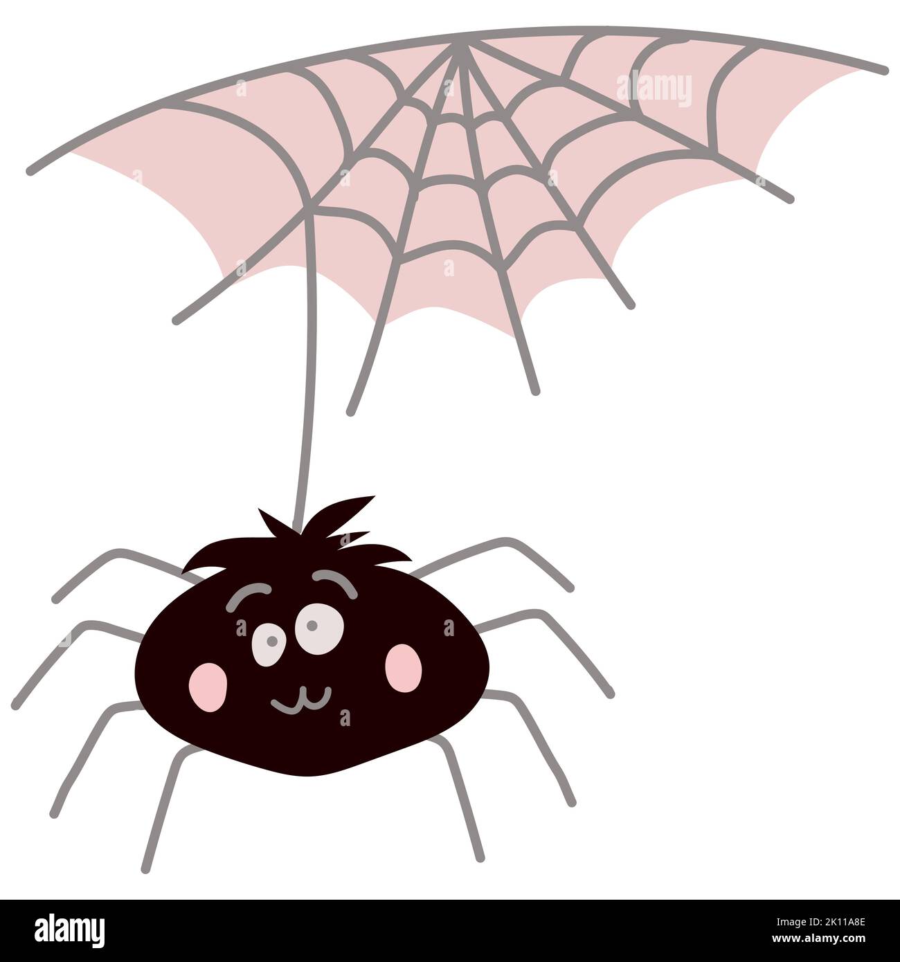 Cute cartoon spider for Halloween holiday. Single design graphic element. Vector Illustration. Stock Vector