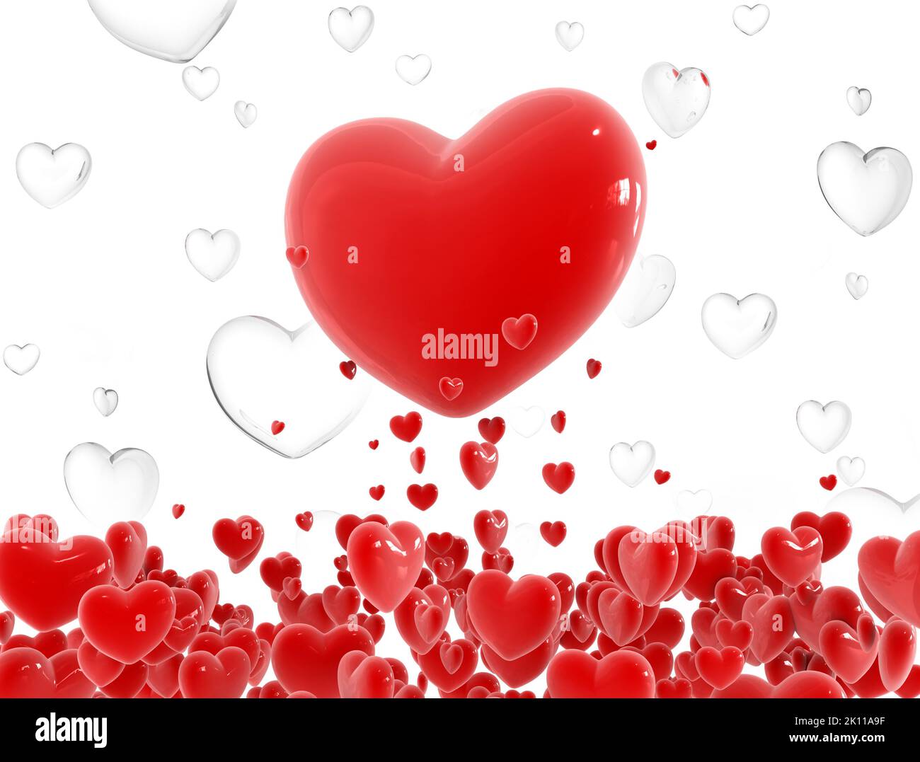 Red heart flying out from little hearts cloud Stock Photo - Alamy